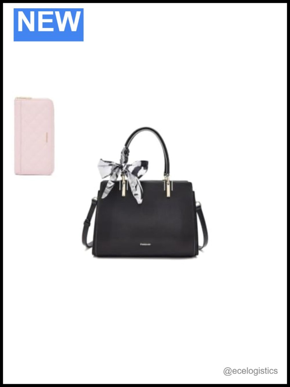 Medium Tote Bag with Embroidered Design and Matching Leather Wallet